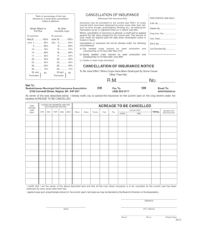Saskatchewan Hail Insurance Cancellation Form