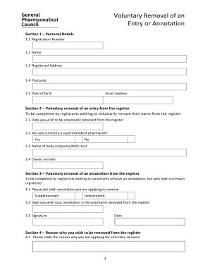 Voluntary Removal of an Entry or Annotation