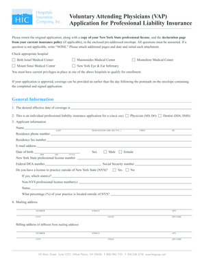 New York Professional Liability Insurance Application