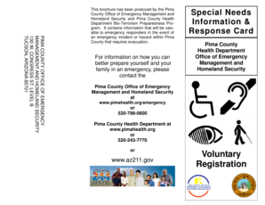Pima County Special Needs Emergency Response Card