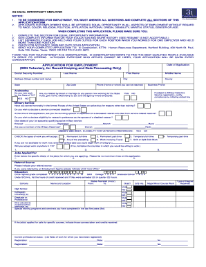 Texas Employment Application Form