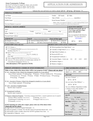 Aims Community College Application for Admission
