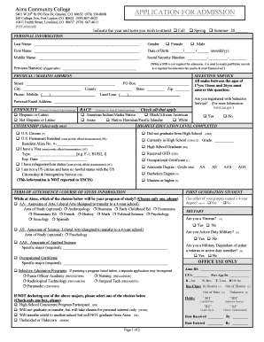 Aims Community College Application for Admission