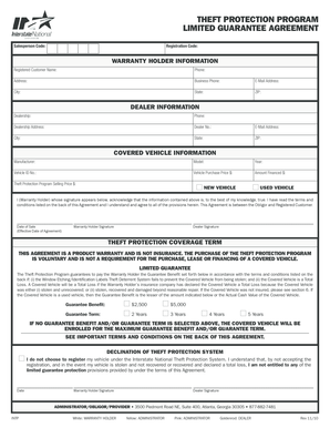 Theft Protection Program Limited Guarantee Agreement