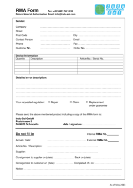 RMA Form