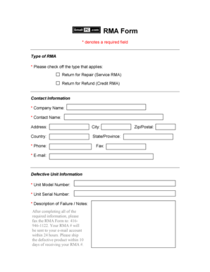 RMA Form