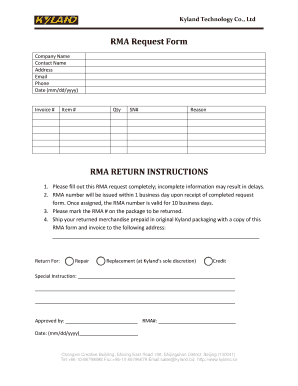 RMA Request Form