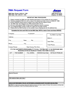 RMA Request Form