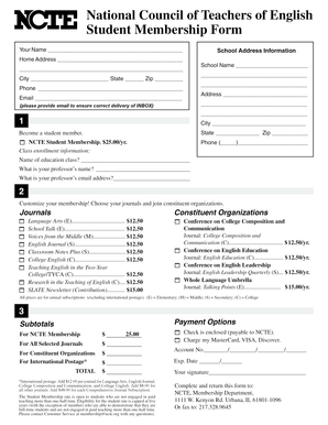 NCTE Student Membership Form