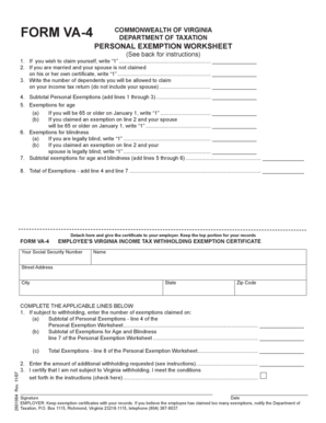 Virginia Income Tax Withholding Exemption Certificate
