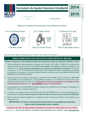 Formulario de Ayuda Financiera Estudiantil 2014