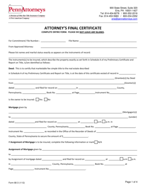 Attorney's Final Certificate