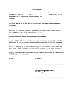 Ohio Bar Title Insurance Company Attorney Agreement