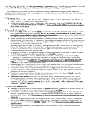 Aunt Bug's Cabin Rental Rules and Regulations