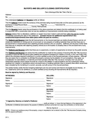 Buyer and Seller Closing Certification
