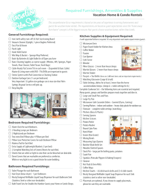 Vacation Home Furnishings Checklist