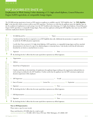 IDP Eligibility Date Form