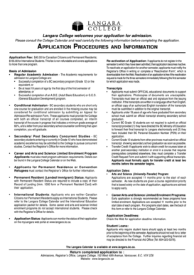 Langara College Application for Admission