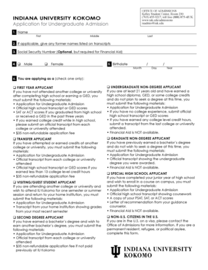 Indiana University Kokomo Undergraduate Admission Application