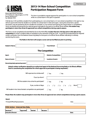 competition participation request for schools form