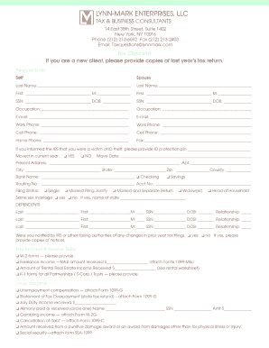 Tax Checklist Form