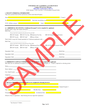 UCSF Housing Agreement 2013-14