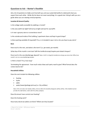 Renter’s Checklist for Off-Campus Housing