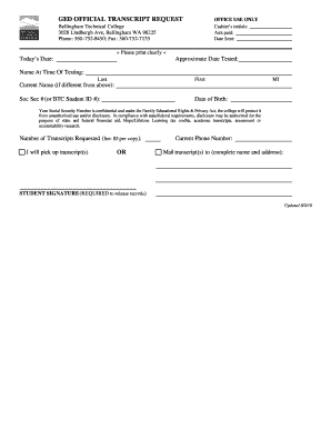 GED Official Transcript Request