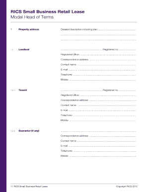 RICS Small Business Retail Lease Heads of Terms