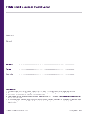 RICS Small Business Retail Lease (Scotland)