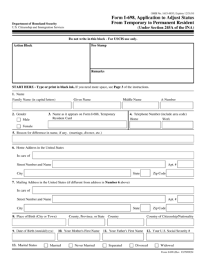 Form I-698 Application to Adjust Status