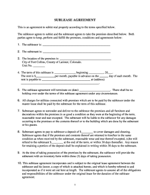 Colorado Sublease Agreement