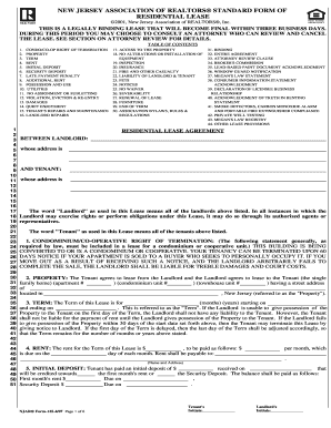 New Jersey Residential Lease Agreement