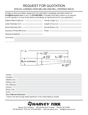 Request for Quotation for Carbide End Mill