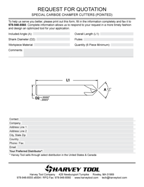Request for Quotation Special Carbide Chamfer Cutters