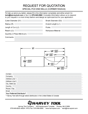 Request for Quotation for Special PCD End Mills