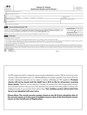IRS Form W-9 Request for Taxpayer Identification Number and Certification
