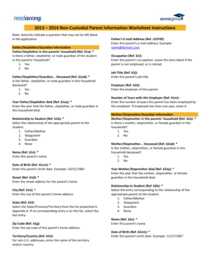Non-Custodial Parent Information Worksheet