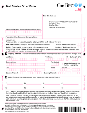 CVS Caremark Mail Service Order Form