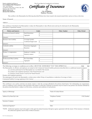 Certificate of Insurance