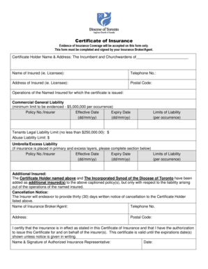 Certificate of Insurance