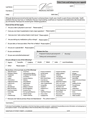 Medical History Form