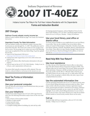 Indiana IT-40EZ Tax Form