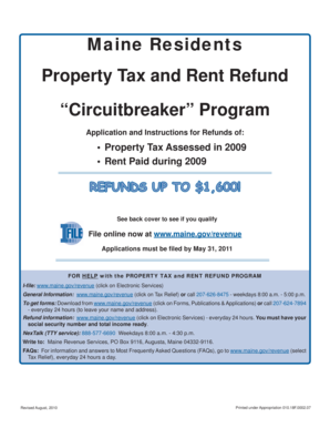 Maine Property Tax and Rent Refund Application