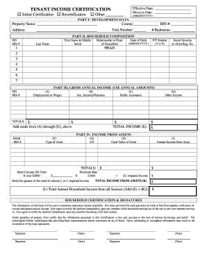 Tenant Income Certification Form