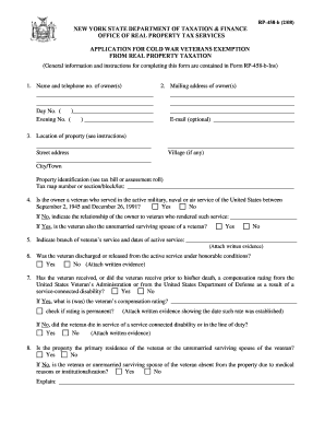 New York Cold War Veterans Exemption Application