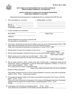 New York State Alternative Veterans Exemption Form