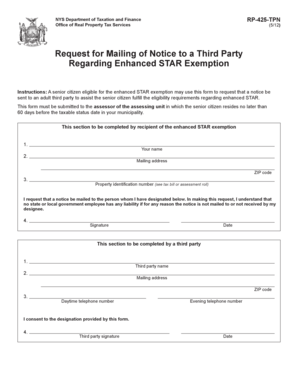 NYS Enhanced STAR Exemption Third Party Notice Request