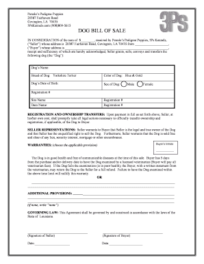 Dog Bill of Sale
