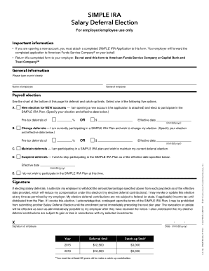 SIMPLE IRA Salary Deferral Election